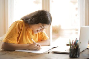 Girl doing homework.