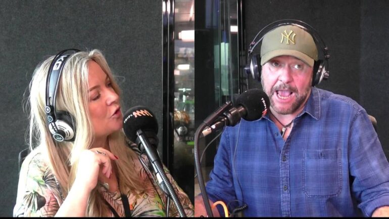 Tanya & Steve pulling funny faces in the studio.