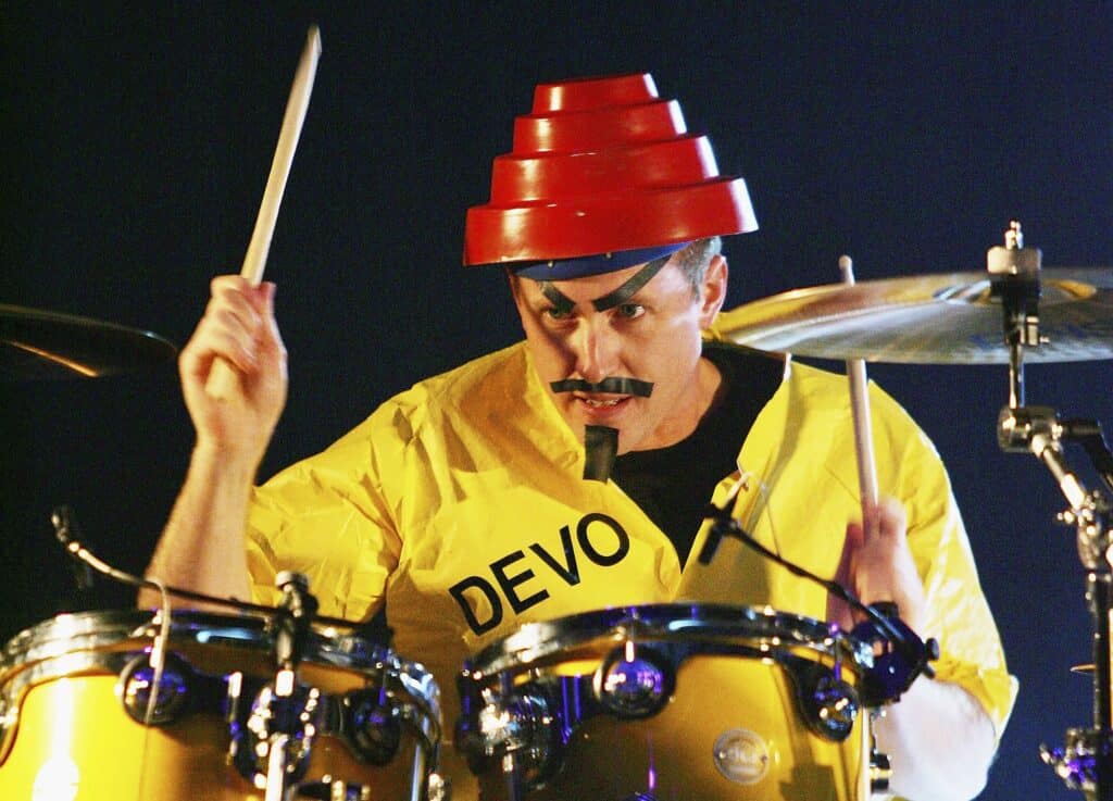 Josh Freese of Devo performs in concert at the Greek Theater on October 31, 2006 in Los Angeles, California. (Photo by Karl Walter/Getty Images)