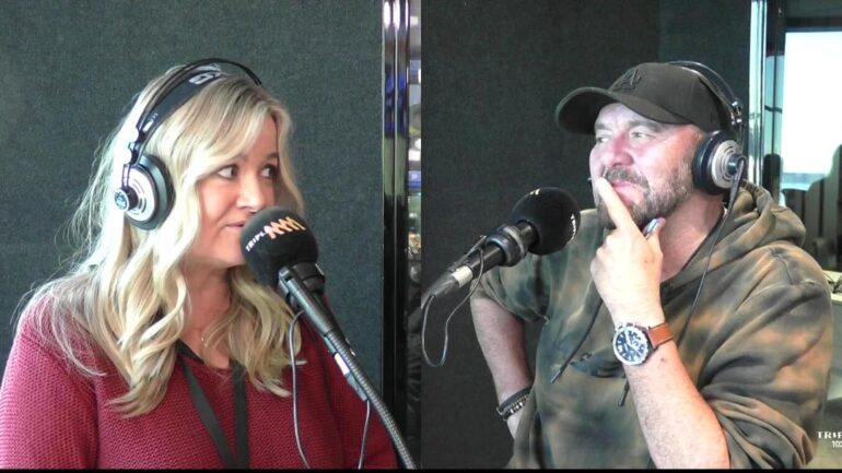 Tanya looking at Steve in the studio.