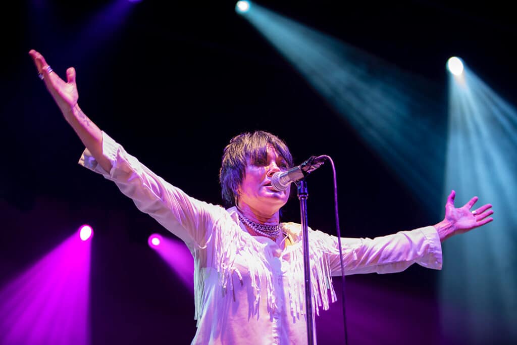 Sarah McLeod on stage with You Am I at Enmore Theatre, performing The Who's 'Tommy' album in full. 05/08/23 (Photo: Chris Neave - Edit: Kalun Townsend)
