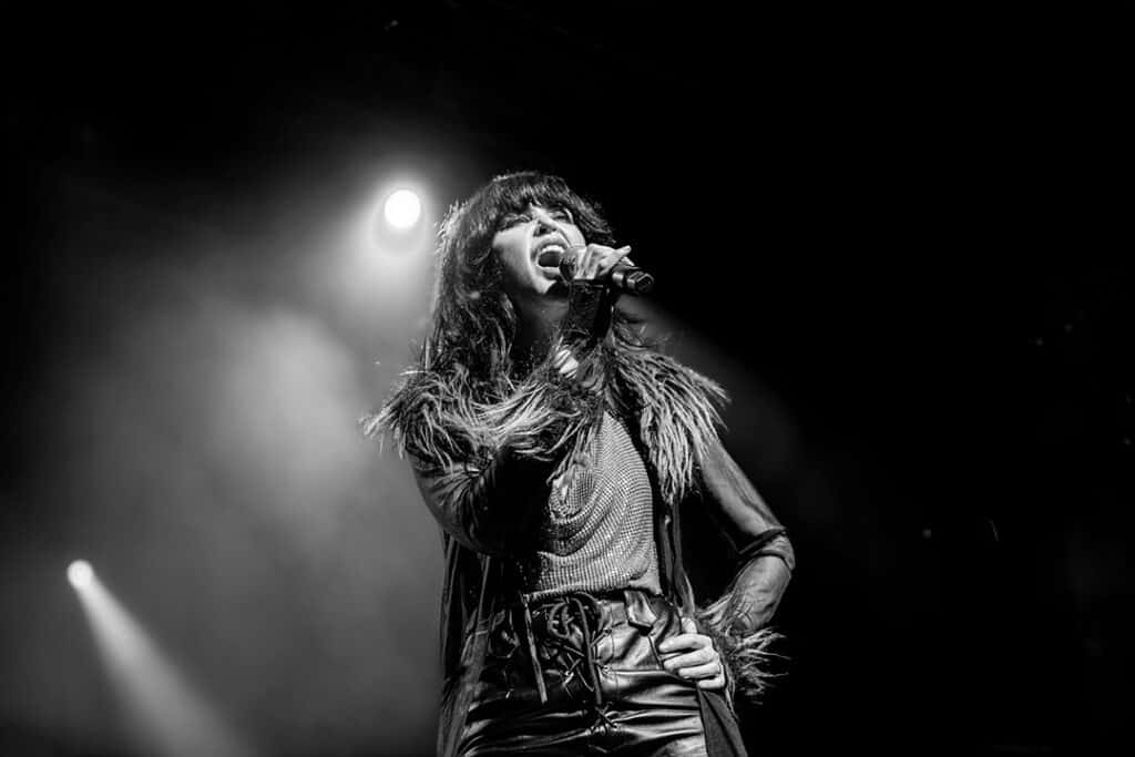 Hayley Mary on stage with You Am I at Enmore Theatre, performing The Who's 'Tommy' album in full. 05/08/23 (Photo: Chris Neave - Edit: Kalun Townsend)